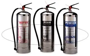 water, foam and powder steel fire extinguishers