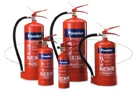 dry powder extinguishers in 5 different sizes